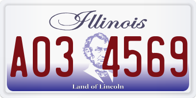 IL license plate A034569