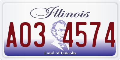 IL license plate A034574