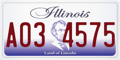 IL license plate A034575