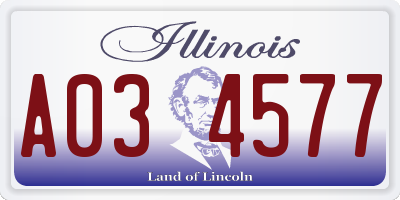 IL license plate A034577