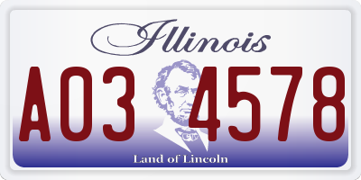 IL license plate A034578