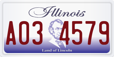 IL license plate A034579