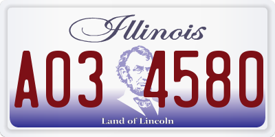 IL license plate A034580