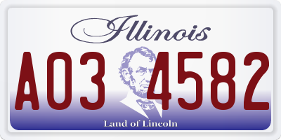 IL license plate A034582