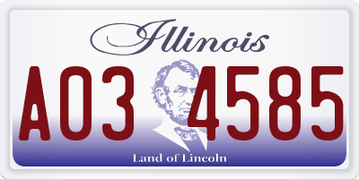 IL license plate A034585