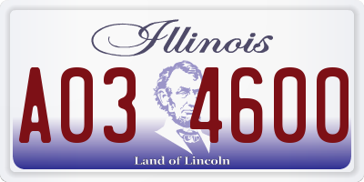 IL license plate A034600