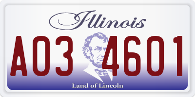 IL license plate A034601
