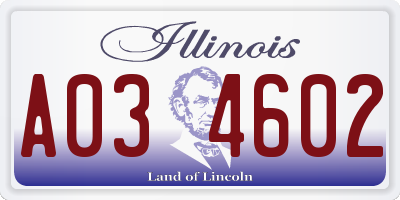 IL license plate A034602
