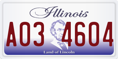 IL license plate A034604