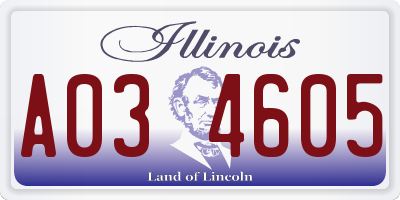 IL license plate A034605