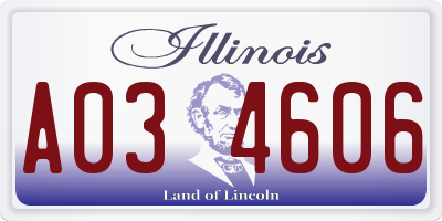 IL license plate A034606