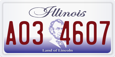IL license plate A034607