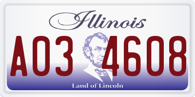 IL license plate A034608