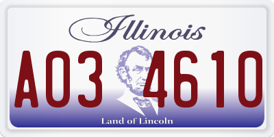 IL license plate A034610