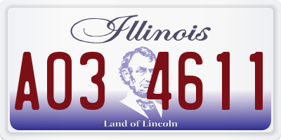 IL license plate A034611