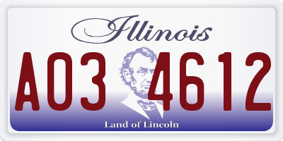 IL license plate A034612