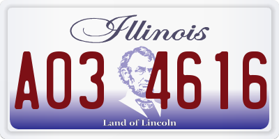 IL license plate A034616