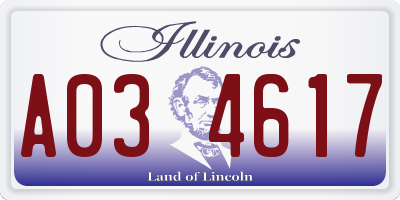 IL license plate A034617