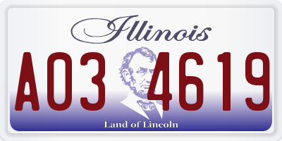 IL license plate A034619