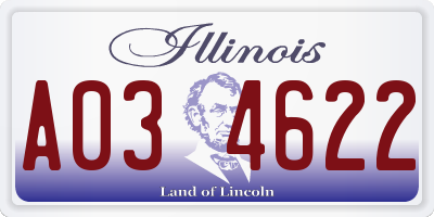 IL license plate A034622