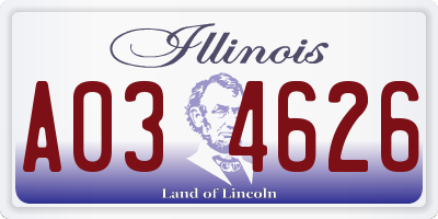 IL license plate A034626