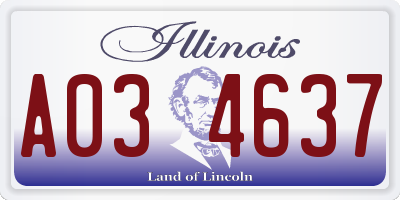 IL license plate A034637