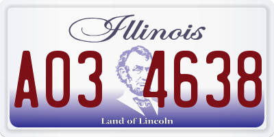 IL license plate A034638