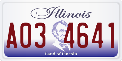 IL license plate A034641