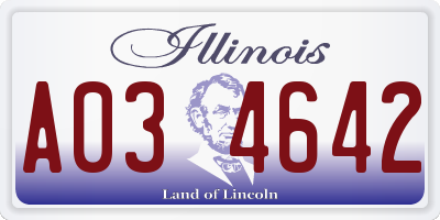 IL license plate A034642