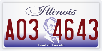 IL license plate A034643