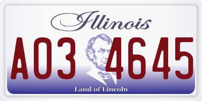 IL license plate A034645
