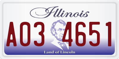 IL license plate A034651