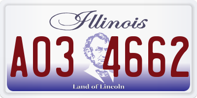 IL license plate A034662
