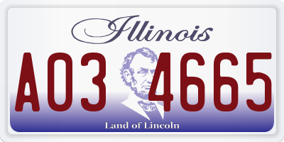 IL license plate A034665
