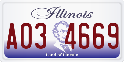 IL license plate A034669