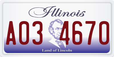 IL license plate A034670