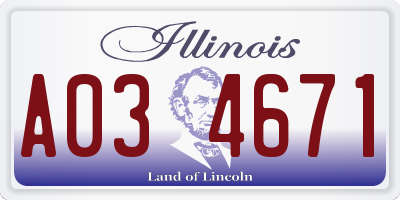 IL license plate A034671