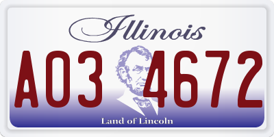 IL license plate A034672