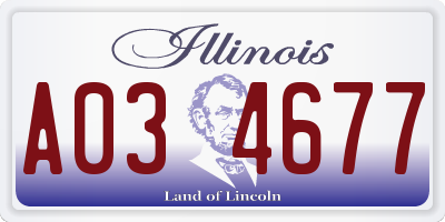 IL license plate A034677