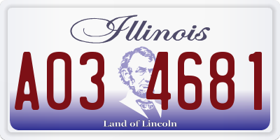 IL license plate A034681