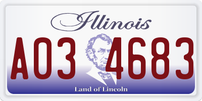 IL license plate A034683