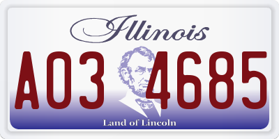 IL license plate A034685