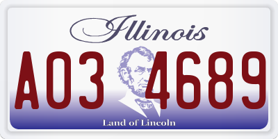IL license plate A034689