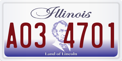 IL license plate A034701