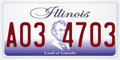 IL license plate A034703
