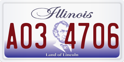 IL license plate A034706