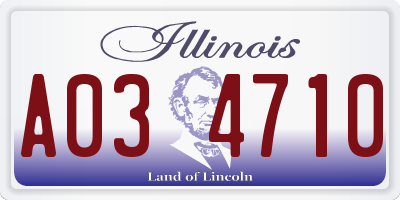 IL license plate A034710