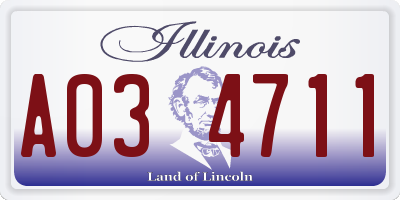 IL license plate A034711