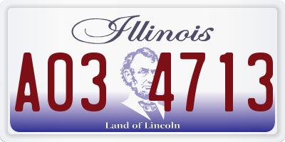 IL license plate A034713