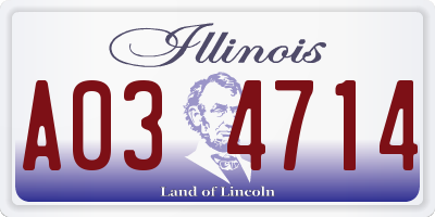 IL license plate A034714